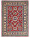 5x7 Red Kuba Afghan Hand Knotted Wool Area Rug